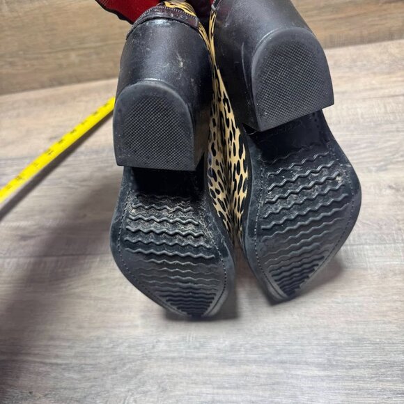 Corkys Western Leopard Print Rubber Rain Boots Women's Size 10 - Picture 4 of 6